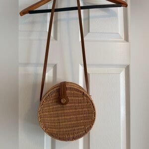 Zara Brown Woven Crossbody Bag